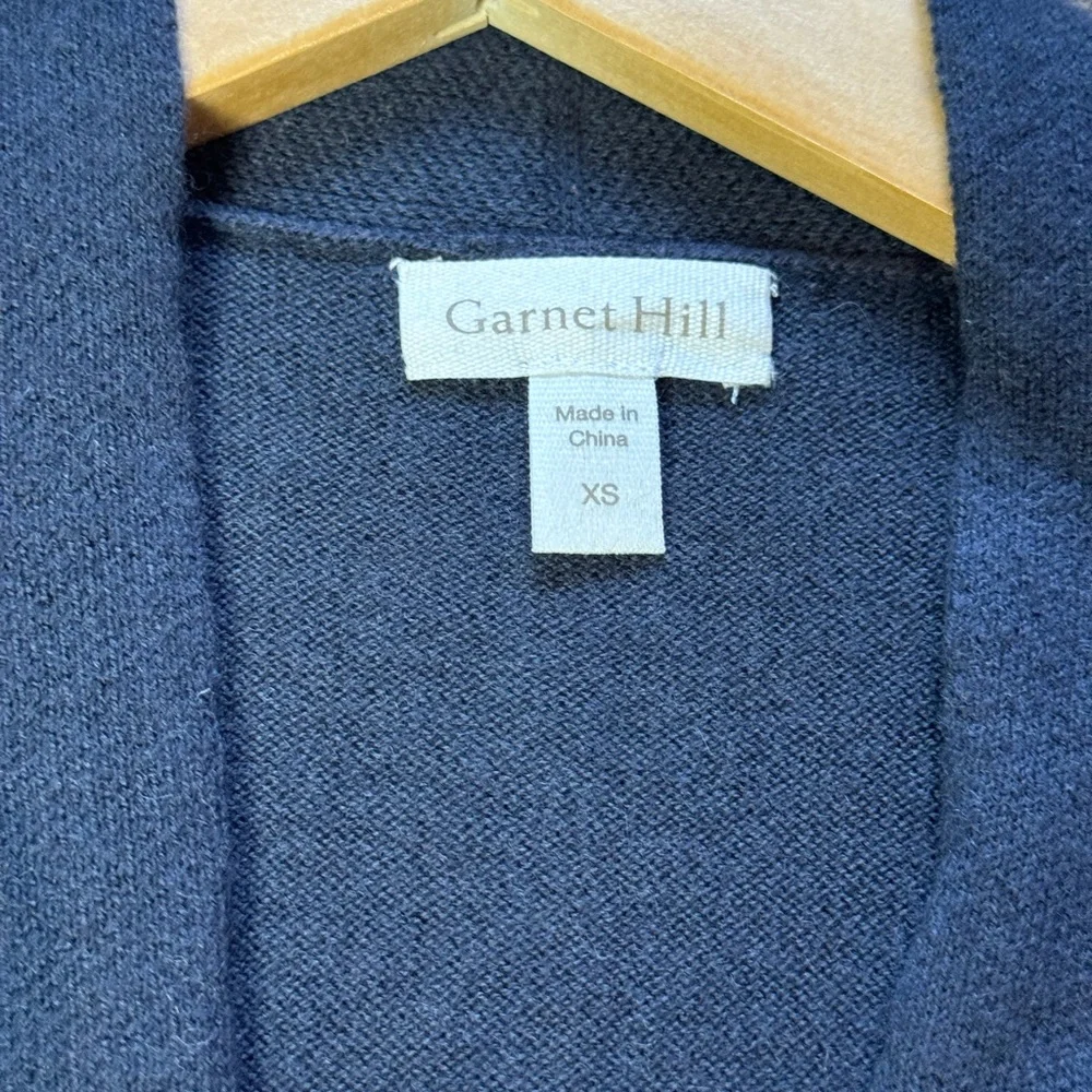 Garnet Hill Striped Long Oversized Cardigan size XS Wool Organic Cotton